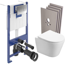 Villeroy & Boch ViConnect Pro S Pack WC Bâti Villeroy & Boch + WC Swiss Aqua Technologies sans bride, fixations invisibles + Plaque + habillage