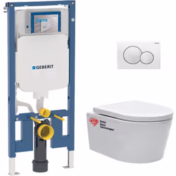 Caractéristiques du Pack WC bâti-support Geberit UP720 extra-plat + WC Swiss Aqua Technologies sans bride fixations invisible ...