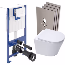 Description générale Le Pack WC bâti-support + WC Infinitio rimless + Abattant softclose + Plaque blanche + Set d'habillage e ...