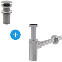 Alca - Set Bonde Clic-clac raccord 5/4', pour lavabo avec trop-plein + Siphon, Chrome ( SetChrome)