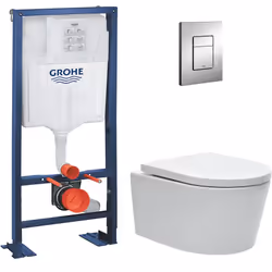 Caractéristiques du Pack WC bâti-autoportant Rapid SL + WC SAT rimless fixations invisibles + Abattant softclose + Plaque chr ...