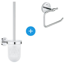 Grohe - BauCosmopolitan Set d'accessoires avec Brosse wc murale + Dérouleur de papier en métal, Chrome (40463001-DUOESSENTIALS)