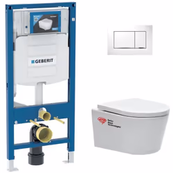 Caractéristiques de Pack WC Bâti-support Geberit UP320 + Cuvette sans bride Swiss Aqua Technologies + Abattant SoftClose + Pl ...