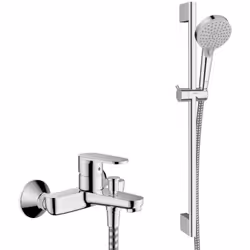 Caractéristiques du Set Mitigeur bain/douche + Douchette Ecosmart 2 jets + Barre 65cm, Chrome Hansgrohe Vernis Blend (7144000 ...