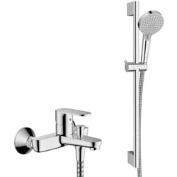 Vernis Blend Set Mitigeur bain/douche + Douchette Ecosmart 2 jets + Barre 65cm Chrome (71440000-Vernis) - Hansgrohe