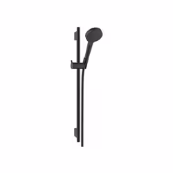 Caractéristiques du Set de douche mitigeur bain douche + Douchette à main 2 jets + Barre 65cm, Noir mat, Hansgrohe Vernis Ble ...