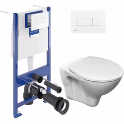 Caractéristiques du Pack WC Bâti-support Villeroy & Boch Viconnect + WC Cersanit Fayans S-Line Pro + Abattant + Plaque blanch ...