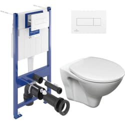 Villeroy & Boch Pack WC Bâti-support Viconnect Villeroy & Boch + WC Cersanit S-Line Pro + Abattant + Plaque blanche (ViConnectS-LinePro-2)