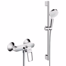 Caractéristiques du Set de douche Mitigeur de douche + Douchette 2 jets + Barre de douche 65cm + Flexible, Chrome, Hansgrohe  ...