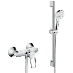 Hansgrohe - Set de douche Logis Loop Mitigeur de douche + Douchette 2 jets + Barre de douche 65cm + Flexible, Chrome 71247000-Crometta