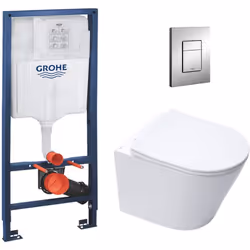Optez pour la qualité et la simplicité d’installation du Pack WC Bâti-support + Cuvette SAT Infinitio sans bride + Abattant f ...