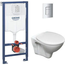 Grohe - Pack wc Bâti-support Rapid sl + Cuvette suspendue Cersanit S-line + Abattant + Plaque Chrome ( S-LinePro-1)