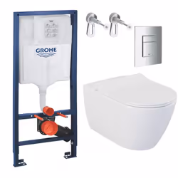 Optez pour la qualité et la simplicité d’installation du Pack WC Bâti-support Rapid SL + WC sans bride LIVEA Bello + abattant ...