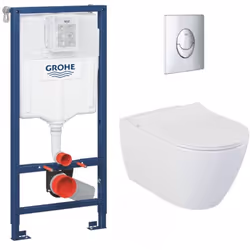 Optez pour la qualité et la simplicité d’installation du Pack WC Bâti-support Rapid SL + WC sans bride LIVEA Bello + abattant ...