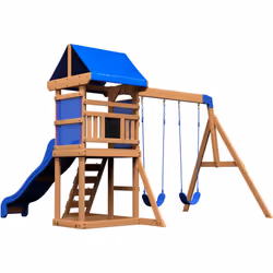 L’aire de jeu Aurora de Backyard Discovery avec balançoire et toboggan est la tour de jeu en bois parfaite pour toute taille ...