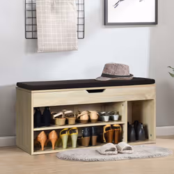 Attribut : Simple et pratique - Le banc à chaussures est simple et convient à de nombreuxstyles de maison. Il a un grand espa ...