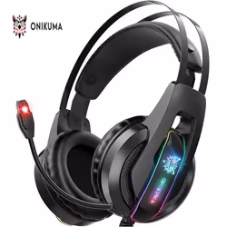 ONIKUMA Casque avec son surround de lumière LED sur loreille Casque PC à réduction de bruit casque gaming pour PS4 PS5 Xbox O ...