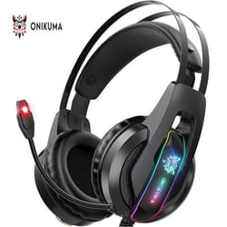 ONIKUMA Casque avec son surround de lumière LED sur loreille Casque PC à réduction de bruit casque gaming pour PS4 PS5 Xbox One
