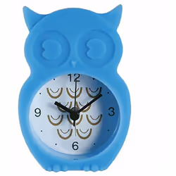 Mini Réveil Chouette Dim : 9 x 6,5 cm En Silicone Fonctionne avec une pile bouton fournie.