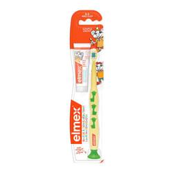 Elmex Brosse à Dents Débutant Bleu 0-3ans + Dentifrice Enfant 12ml Offert