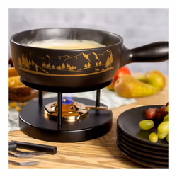 KUHN RIKON Set à fondue au fromage Panorama des Alpes noir Ø 23 cm avec assiettes