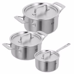 KUHN RIKON CULINARY FIVEPLY SET · Casserolle 1.7 L + Faitouts 3.4 L + 6.4 L, Ensemble d’ébullition, Acier inoxydable, Alumini ...