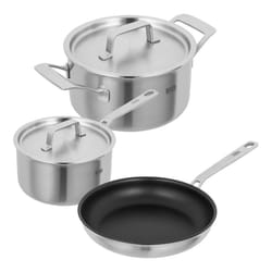 KUHN RIKON CULINARY FIVEPLY SET · Casserole 1.7 L + Faitout 3.4 L + Poêle à frire Ø 24 cm