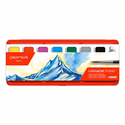 Caran d-Ache GOUACHE STUDIO, Noir, Marron, Vert, Gris, Rouge, Violet, Blanc, Jaune, 8 pièce(s)