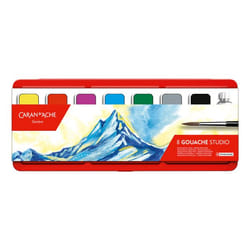 Caran d-Ache GOUACHE STUDIO peinture à l'eau Noir, Marron, Vert, Gris, Rouge, Violet, Blanc, Jaune Palette 8 pièce(s)
