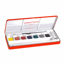Caran d-Ache GOUACHE STUDIO peinture à l'eau Noir, Marron, Vert, Gris, Rouge, Violet, Blanc, Jaune Palette 8 pièce(s)