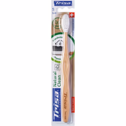 Trisa Natural Clean, Brosse à dents, Adulte, Blanc, Bois, Bambou, 1 pièce(s), Blister