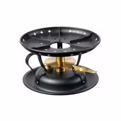 Réchaud à fondue avec brûleur, à mèche noir laiton Dimensions : 22/24 cm x 13,5 cm Fabriqué en Suisse