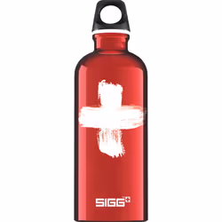 SIGG Swiss, 600 ml, Randonnée, Rouge, Aluminium, Bouchon à vis, Noir