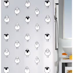 Spirella Lana, Motif, Poly-acétate de vinyle (PEVA), Noir, Lavage en machine, 40 °C, 1800 mm