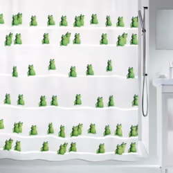 Spirella RIDEAU DE DOUCHE, Image, Anneau, Polyester, Vert, Blanc, 30 °C, 1800 mm