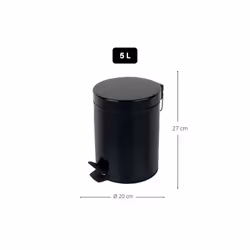 Spirella 7610583163943 poubelle 5 L Rond Acier Noir