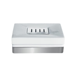 Porte savon Porcelaine roma Blanc & Argent Spirella