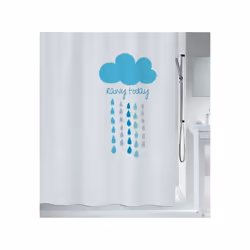 Spirella RIDEAU DE DOUCHE, Image, Anneau, Polyester, Bleu, Blanc, 30 °C, 1800 mm