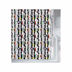 Spirella RIDEAU DE DOUCHE, Motif, Anneau, Polyester, Multicolore, 30 °C, 1800 mm