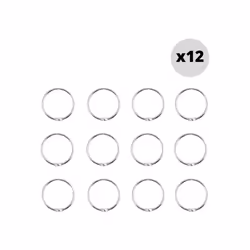 Lot de 12 anneaux pour rideau de douche de la marque Spirella. Pratique à installer et à enlever grâce à la petite ouverture. ...