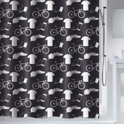 Rideau de douche Polyester PATCHWORK 240x180cm Noir & Blanc Spirella