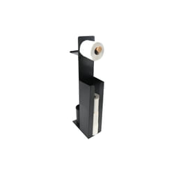 Combiné Wc avec support smartphone Acier & Bambou YONI Noir mat Spirella
