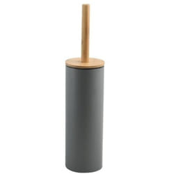 Brosse wc avec support Acier & Bambou adonis Gris Foncé mat - Poils résistants en silicone Spirella