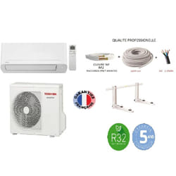 Toshiba - Pack Climatiseur réversible Mono-split naka 1,5 kw 15m2 + kit 7 mètres de pose complet