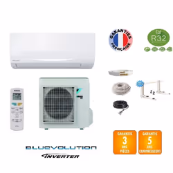 PRET A POSER CLIMATISATION DAIKIN 3500W FTXF35E + RXF35E + KIT DE POSE 3 METRES + SUPPORT MURAL SENSIRA économie d'énergie :  ...