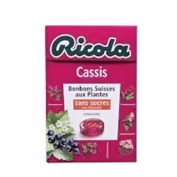 Open Food Bonbons suisses cassis - Ricola - 50 g, Huile de palme, 50 g, C, e330, e950, e953, e955, Concentré De Sureau, Menth ...