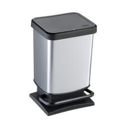 Rotho 1754010264 poubelle 20 L Rectangulaire Métal, Plastique Noir, Argent