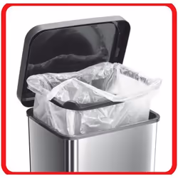 Rotho 1754010264 poubelle 20 L Rectangulaire Métal, Plastique Noir, Argent