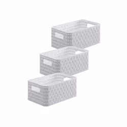 Rotho 6608601100WS, Panier de rangement, Blanc, Rectangulaire, Rotin, Monochromatique, Intérieure