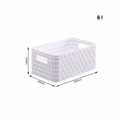 Rotho 6608601100WS Boîte de rangement Panier de rangement Rectangulaire Rotin Blanc